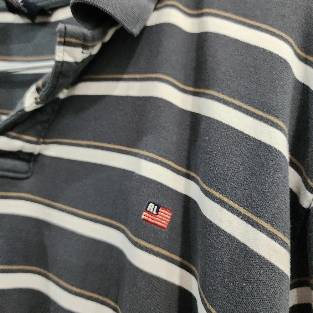 Polo Jeans Co Striped Polo Shirt Mens XXL Grey Vintage 90s Streetwear Golf Retro - Picture 6 of 10